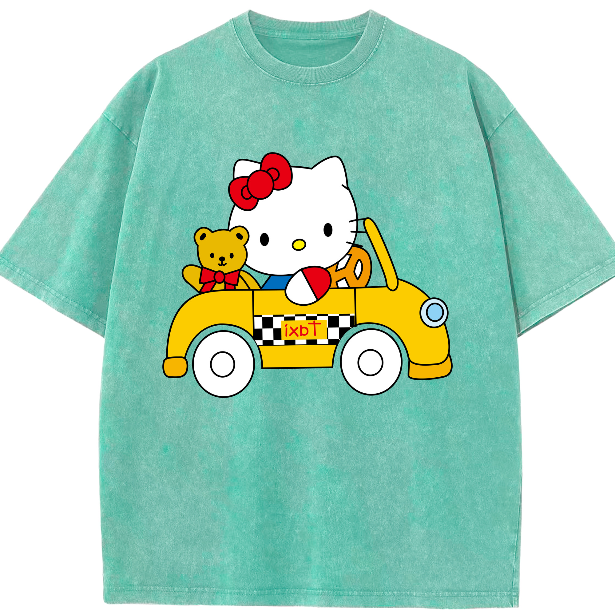 （画像用） Hello Kitty ハローキティ 綿100% ヴィンテージ風 半袖Tシャツ（フロントプリント）